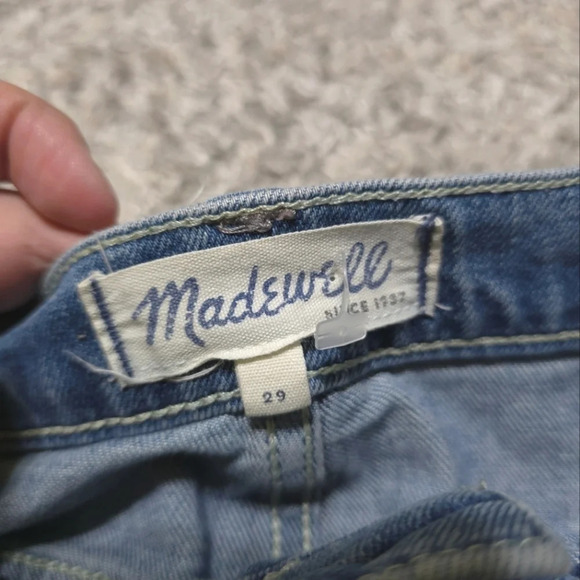 MADEWELL Distressed Denim Pencil Skirt, Released Hem, Cotton Spandex,  29 - Picture 11 of 16